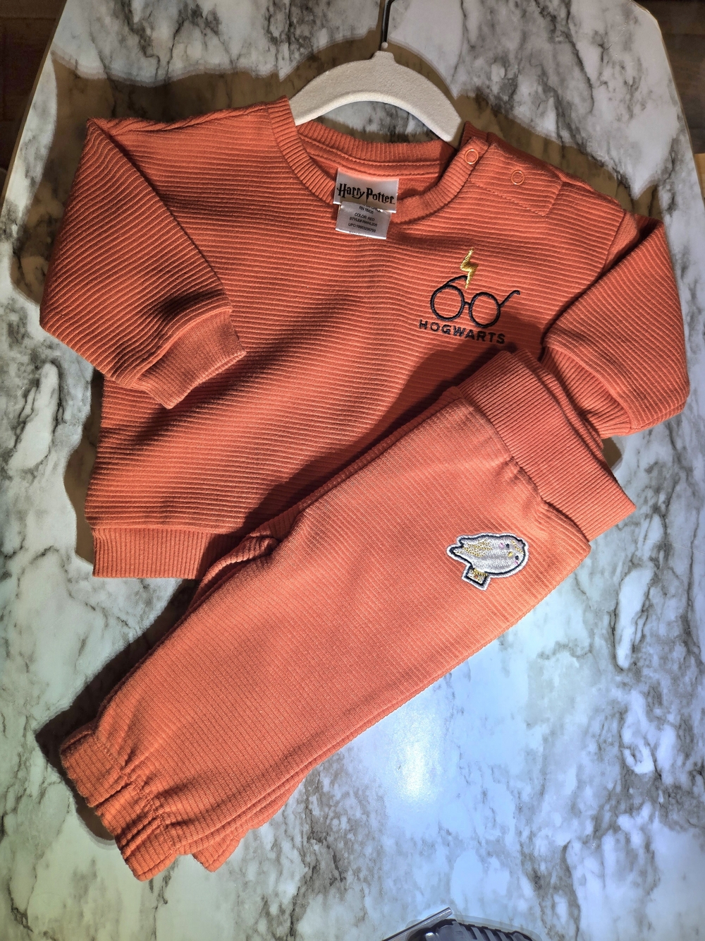 Harry Potter. Kids Orange Ribbed Joggers with Hogwarts Patch